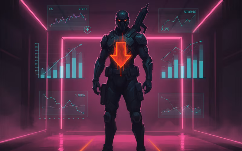 Glowing red nerf arrow over hero shooter agent