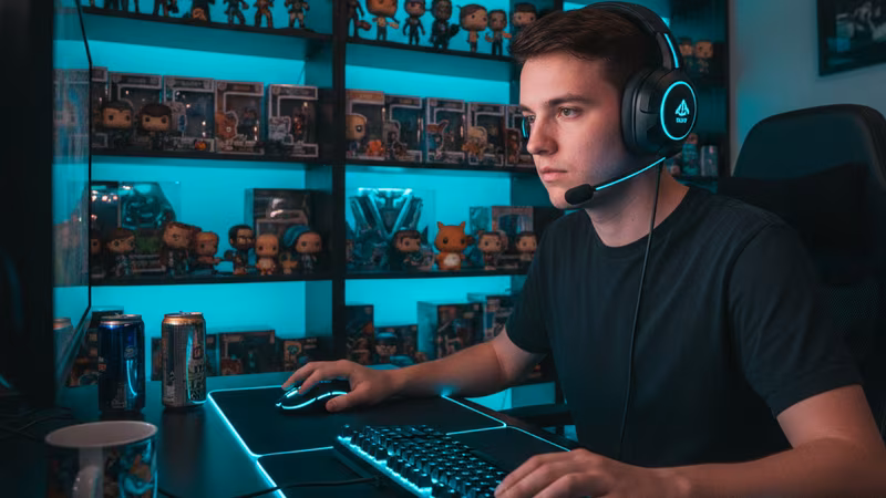 Streamer at gaming desk